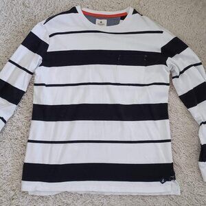 Men's Black and White Striped Shirt